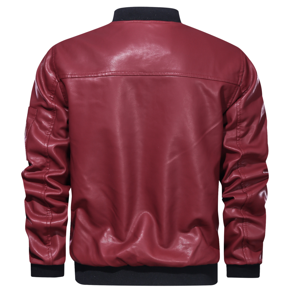 Men′s Leather PU Motorcycle Baseball Leather Jacket BN201