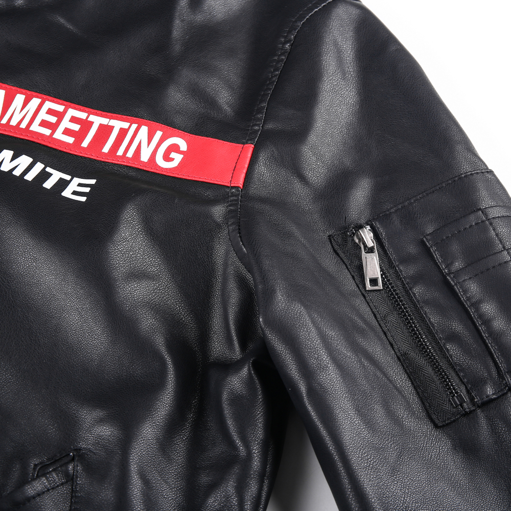 Men′s Leather PU Motorcycle Baseball Leather Jacket BN201