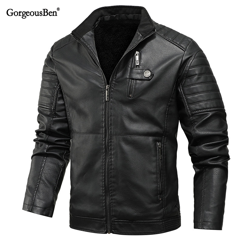 GorgeousBen Men's Casual PU Leather Jackets Motorcycle Hooded Jackets BN9002
