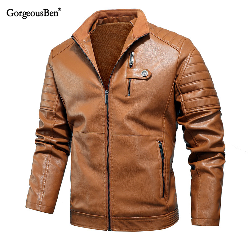 GorgeousBen Men's Casual PU Leather Jackets Motorcycle Hooded Jackets BN9002