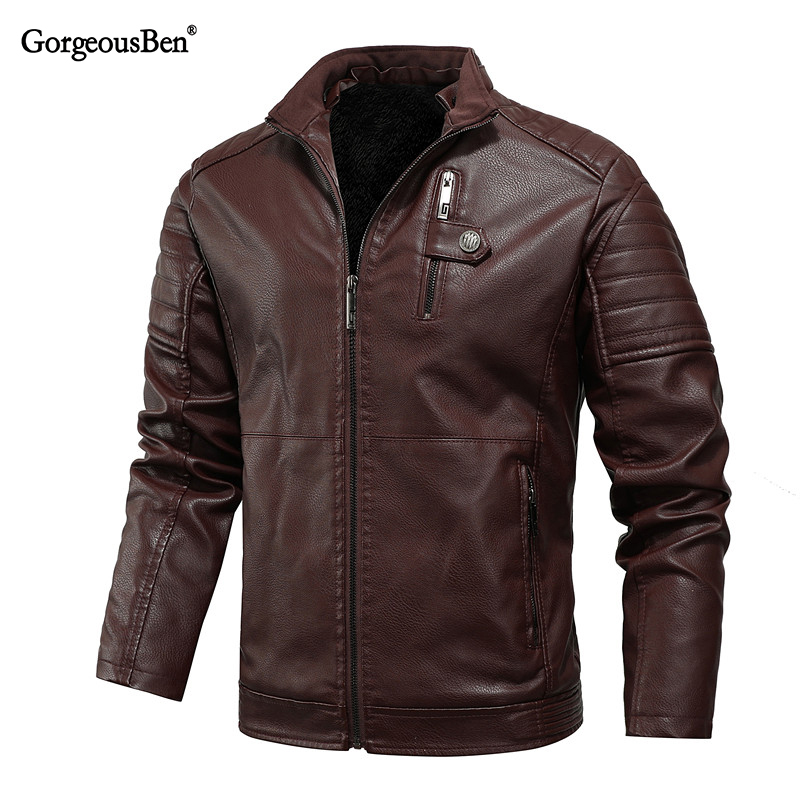 GorgeousBen Men's Casual PU Leather Jackets Motorcycle Hooded Jackets BN9002