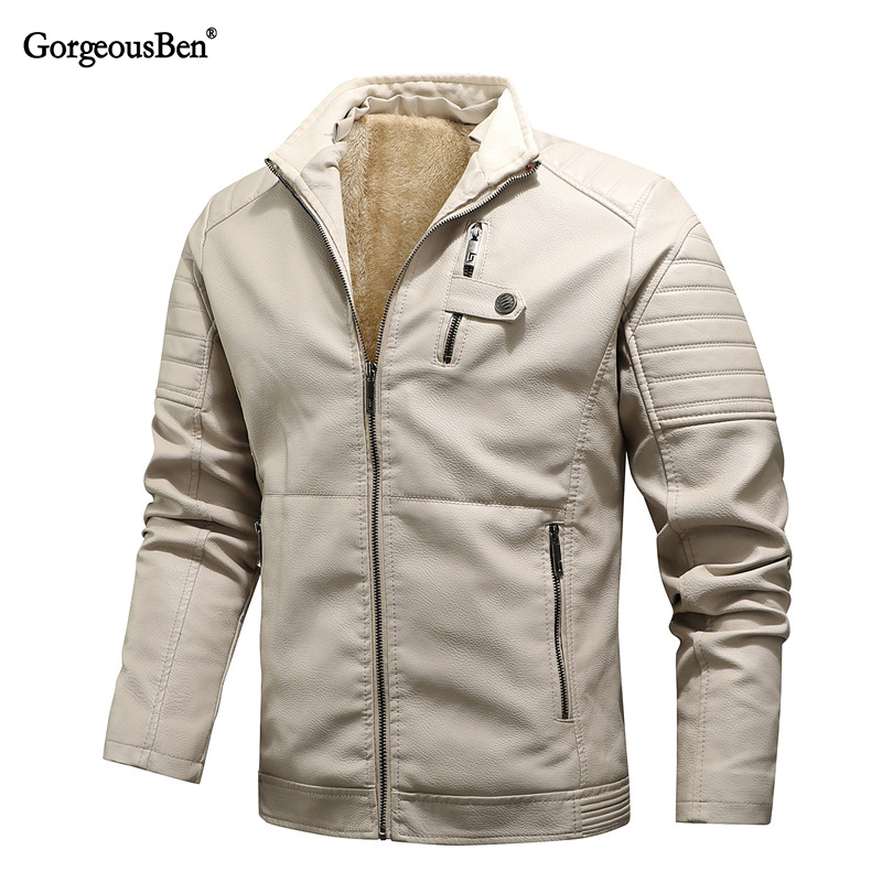 GorgeousBen Men's Casual PU Leather Jackets Motorcycle Hooded Jackets BN9002