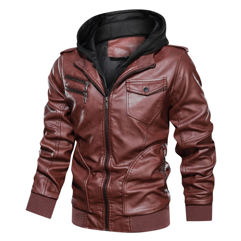 GorgeousBen Men's Winter Faux Leather Jackets Motorcycle Boomber with Hooded BN9020