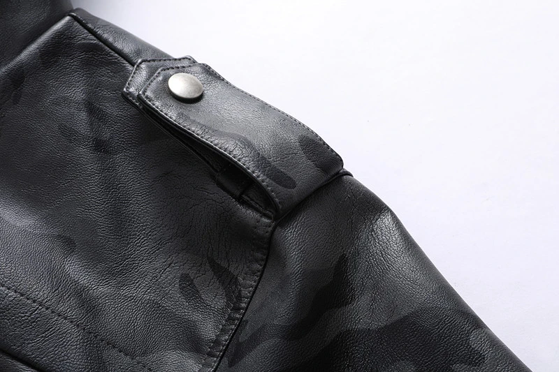 GorgeousBen Men′s Faux Leather Camo Print Jacket Motorcycle Boomber BN2907C