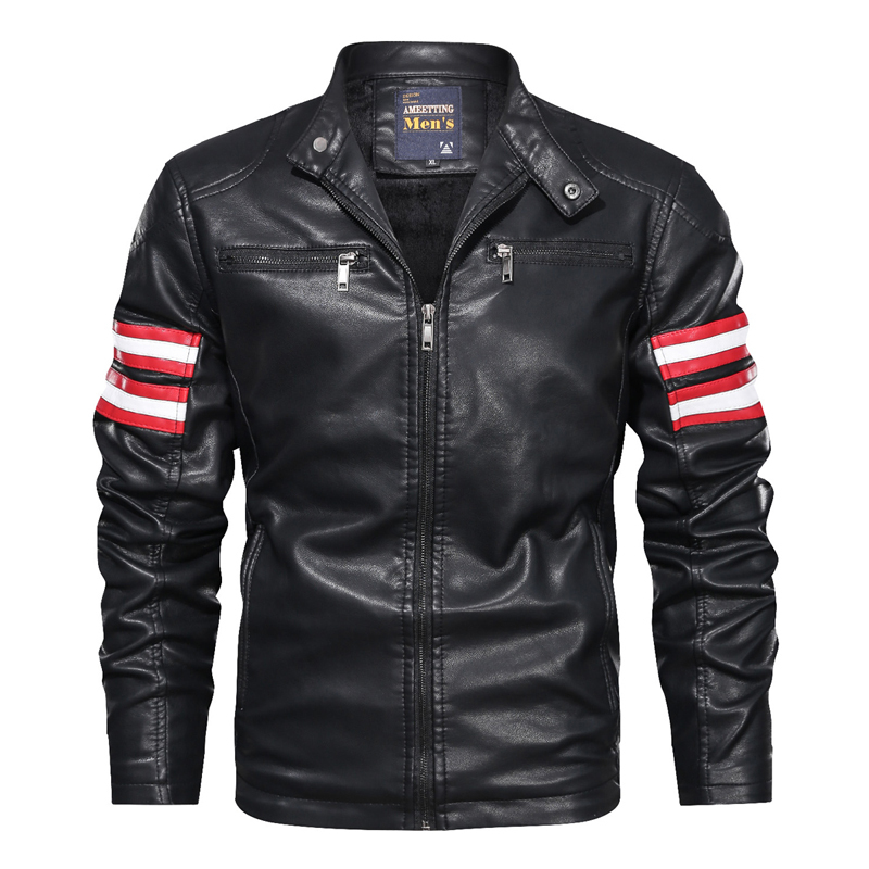 GorgeousBen PU Leather Plush Jackets for Men Winter Insulated Motorcycle Jackets BN9018