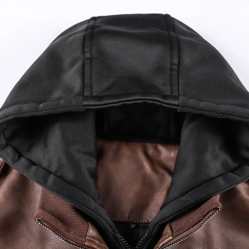 GorgeousBen Men's Winter Faux Leather Jackets Motorcycle Boomber with Hooded BN9020