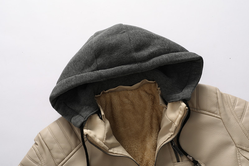 GorgeousBen Men's Casual PU Leather Jackets Motorcycle Hooded Jackets BN9002
