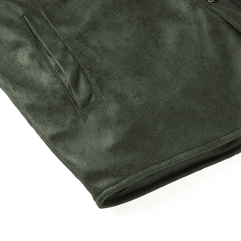 GrogeousBen Men's PU Leather Hooded Jackets Plush Boomber Windbreaker Fleece Jackets  BNJ921