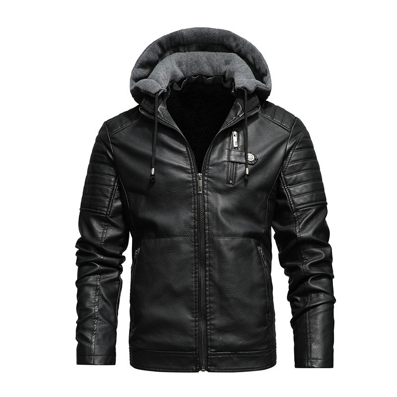 GorgeousBen Men's Casual PU Leather Jackets Motorcycle Hooded Jackets BN9002
