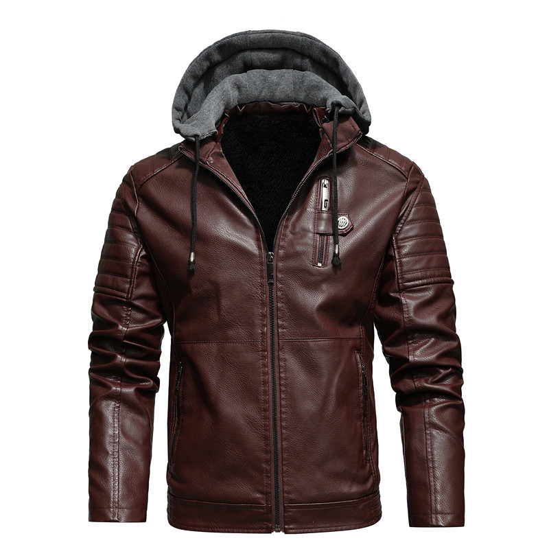 GorgeousBen Men's Casual PU Leather Jackets Motorcycle Hooded Jackets BN9002
