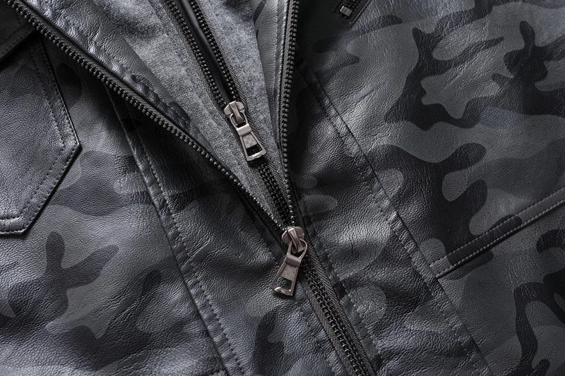 GorgeousBen Men′s Faux Leather Camo Print Jacket Motorcycle Boomber BN2907C