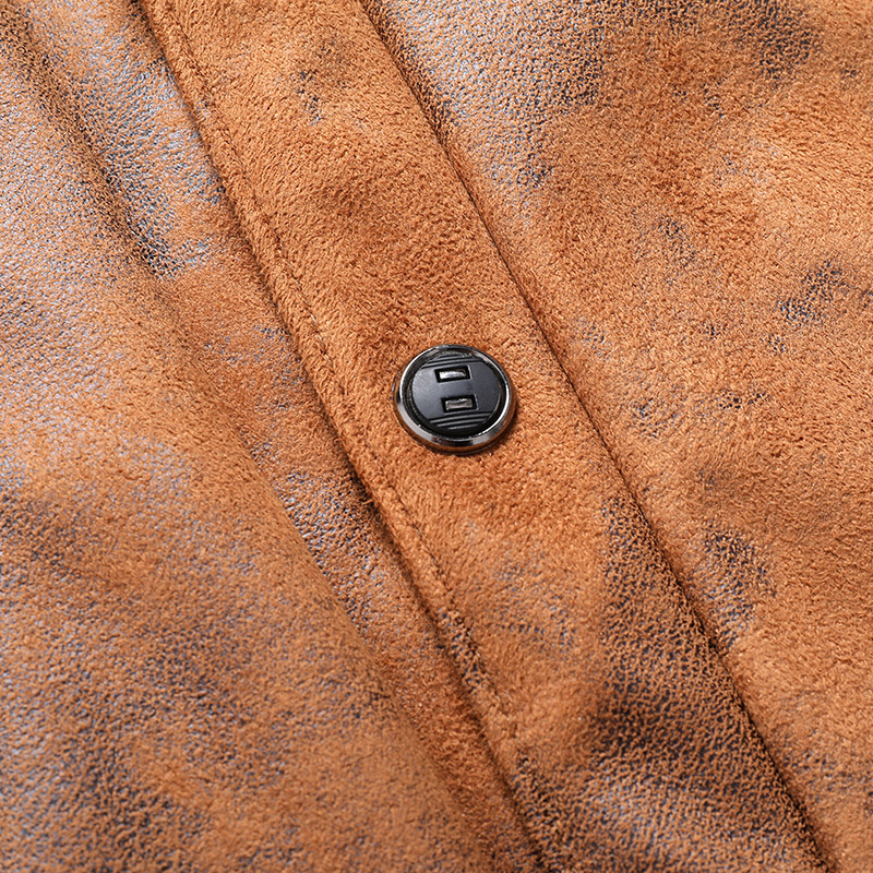 GrogeousBen Men's PU Leather Hooded Jackets Plush Boomber Windbreaker Fleece Jackets  BNJ921