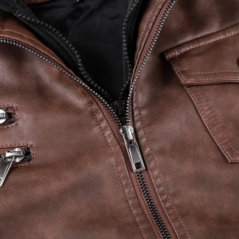 GrogeousBen Men's Winter Faux Leather Jackets Motorcycle Boomber with Hooded BN9020