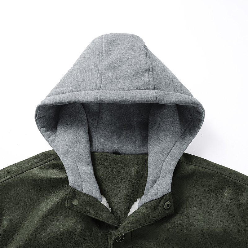 GorgeousBen Men's PU Leather Hooded Jackets Plush Boomber Windbreaker Fleece Jackets  BNJ921