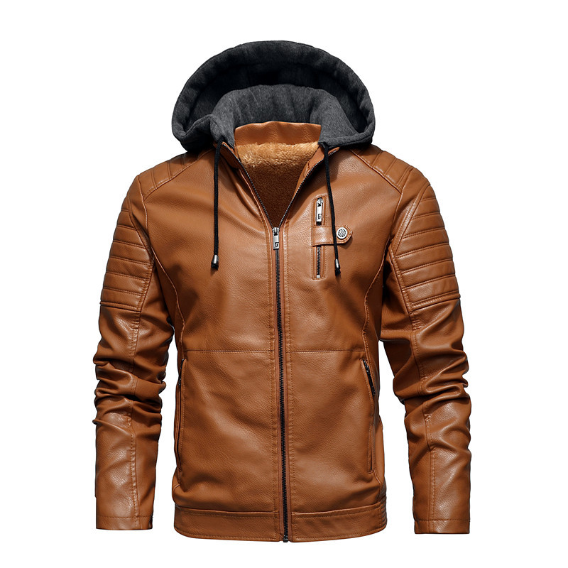 GorgeousBen Men's Casual PU Leather Jackets Motorcycle Hooded Jackets BN9002