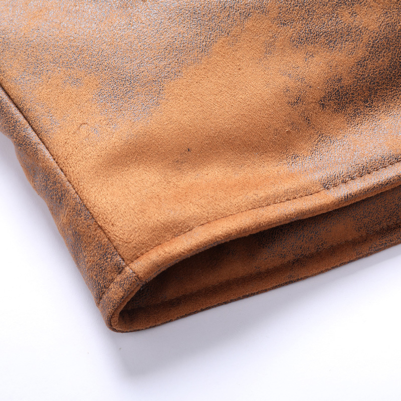 GrogeousBen Men's PU Leather Hooded Jackets Plush Boomber Windbreaker Fleece Jackets  BNJ921