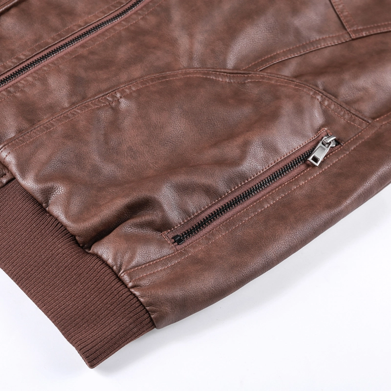 GrogeousBen Men's Winter Faux Leather Jackets Motorcycle Boomber with Hooded BN9020