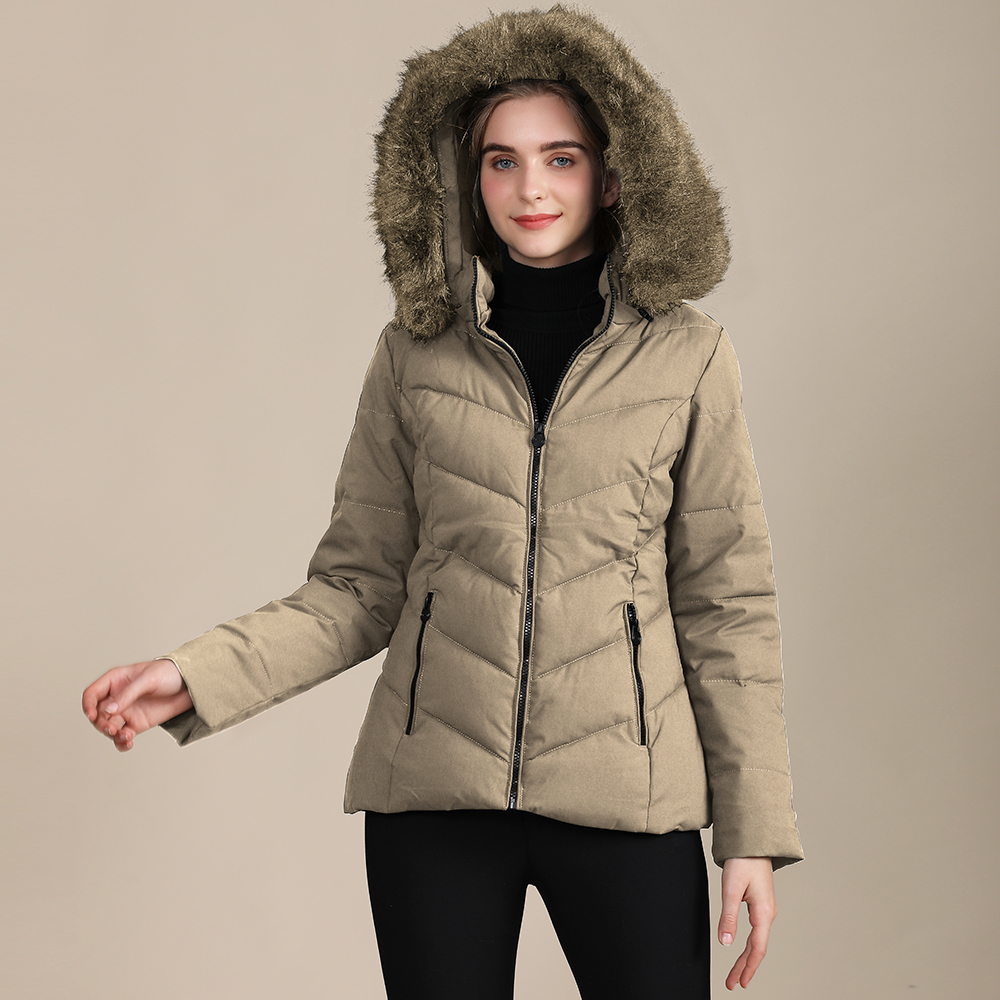GrogeousBen Women's padding jacket Women Winter Faux Fur Hood Down Coat Lady Thicken Puffer Slim Zipper Jacket Parka OEM supplier YYBM2215 YYOZ8810