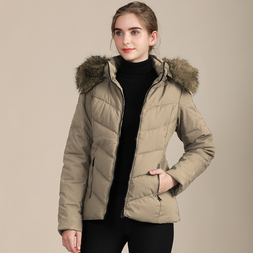 GrogeousBen Women's padding jacket Women Winter Faux Fur Hood Down Coat Lady Thicken Puffer Slim Zipper Jacket Parka OEM supplier YYBM2215 YYOZ8810
