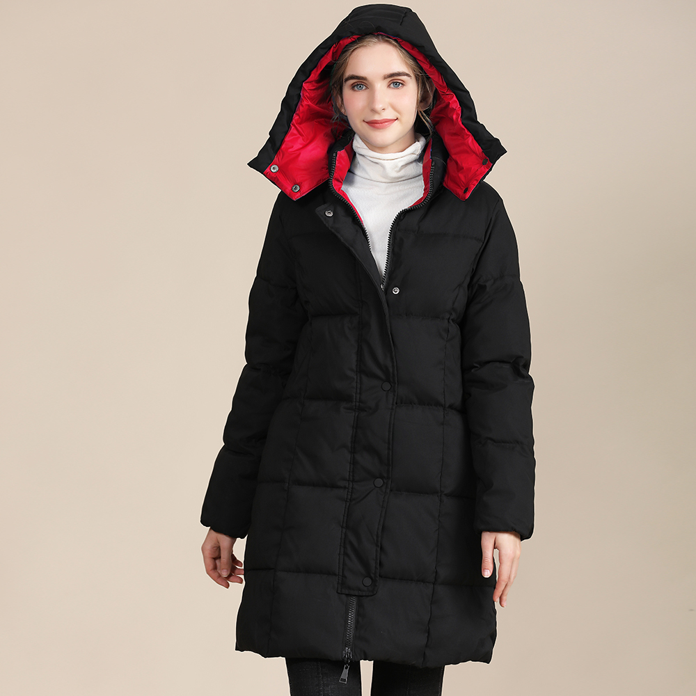GrogeousBen 2023 New Style Winter Glossy Surface Down Jacket Long Warm Casual Women's Down Jacket Thicken Winter Overcoat with hooded and make your own jacketBNYYBM2220 YYOZ8815