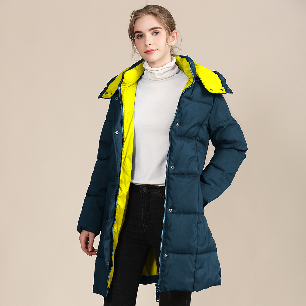 GrogeousBen 2023 New Style Winter Glossy Surface Down Jacket Long Warm Casual Women's Down Jacket Thicken Winter Overcoat with hooded and make your own jacketBNYYBM2220 YYOZ8815