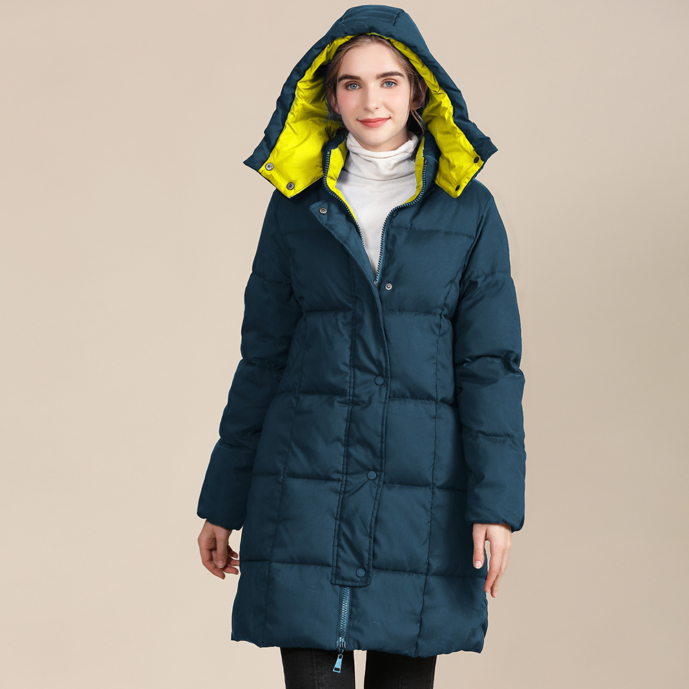 GrogeousBen 2023 New Style Winter Glossy Surface Down Jacket Long Warm Casual Women's Down Jacket Thicken Winter Overcoat with hooded and make your own jacketBNYYBM2220 YYOZ8815