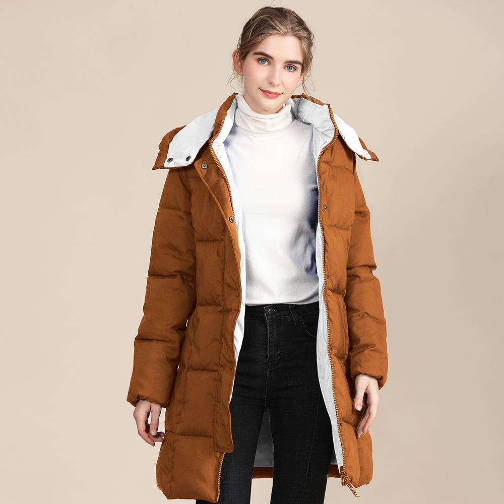 GrogeousBen 2023 New Style Winter Glossy Surface Down Jacket Long Warm Casual Women's Down Jacket Thicken Winter Overcoat with hooded and make your own jacketBNYYBM2220 YYOZ8815