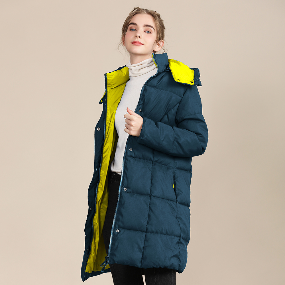GrogeousBen 2023 New Style Winter Glossy Surface Down Jacket Long Warm Casual Women's Down Jacket Thicken Winter Overcoat with hooded and make your own jacketBNYYBM2220 YYOZ8815