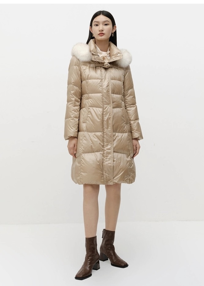 GorgeousBen Long Zipper Down Jacket Hooded Trench Jacket Winter Coat Duck Down Clothes Simplicity Down Jacket