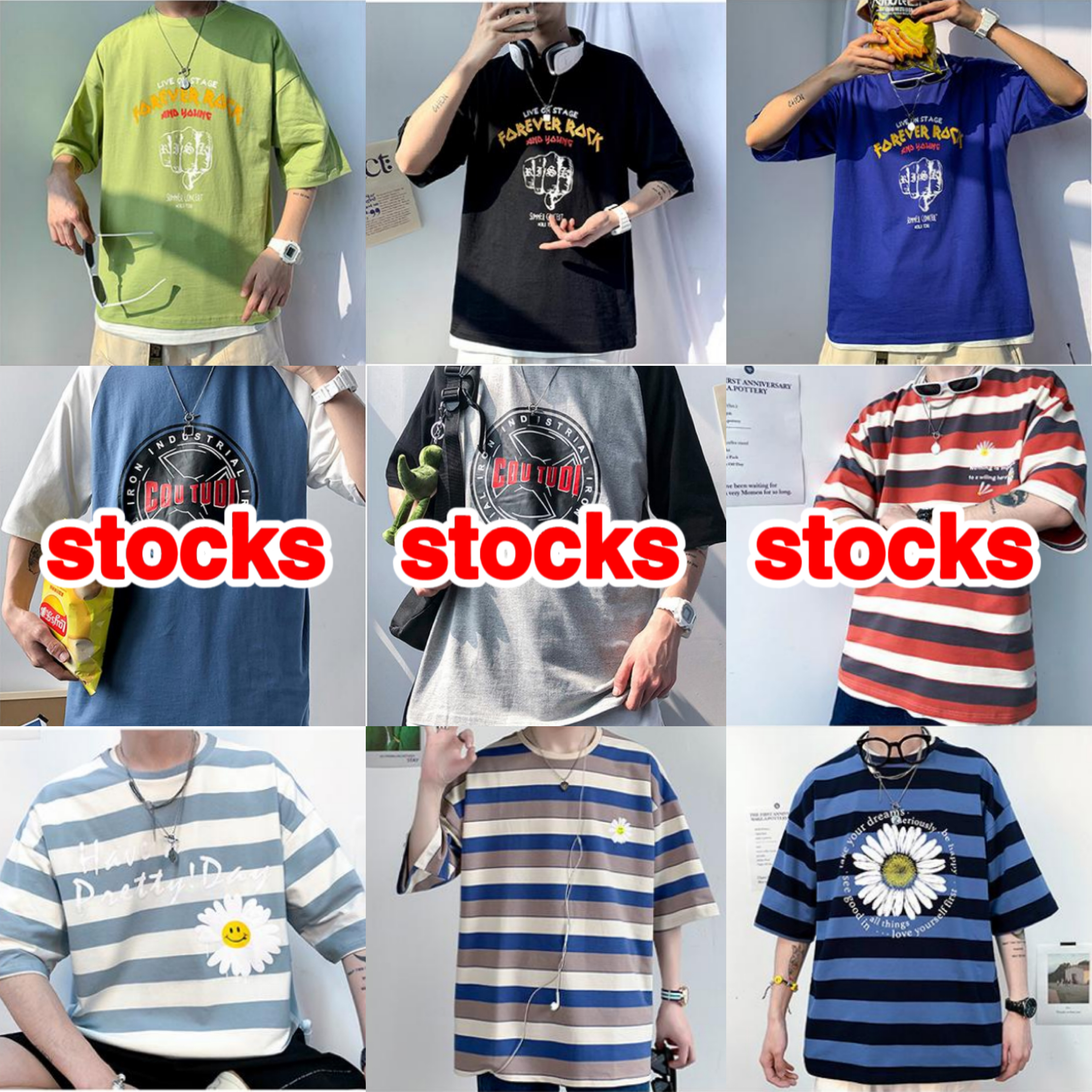 GorgeousBen stocks & ready-made&spot personality loose men short sleeved fashion t shirt- Wholesale Price