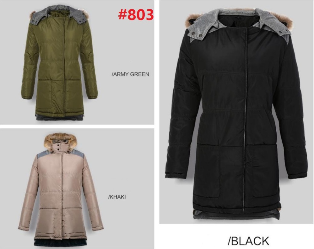 Stocks & ready-made-  Women Fur Collar Warm female Down Winter long Puffer Jacket  Coat