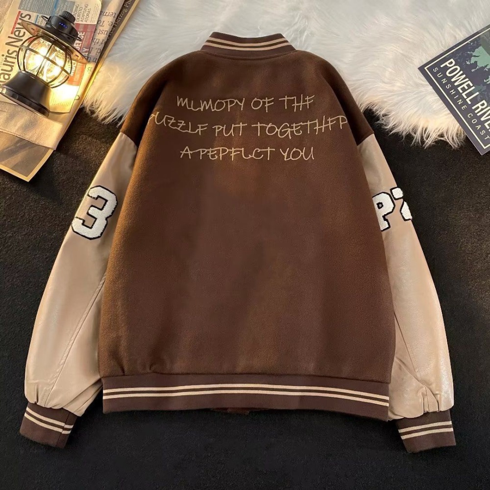GorgeousBenHigh Custom High Quality  Leather Sleeves Varsity Jacket Men Vintage Letterman Varsity Jacket With Fur Sleeves