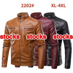 Stocks & ready-made&spot Men's Leather Jacket For Biker Distressed Genuine Lambskin Top Quality Leather Material - Wholesale Price