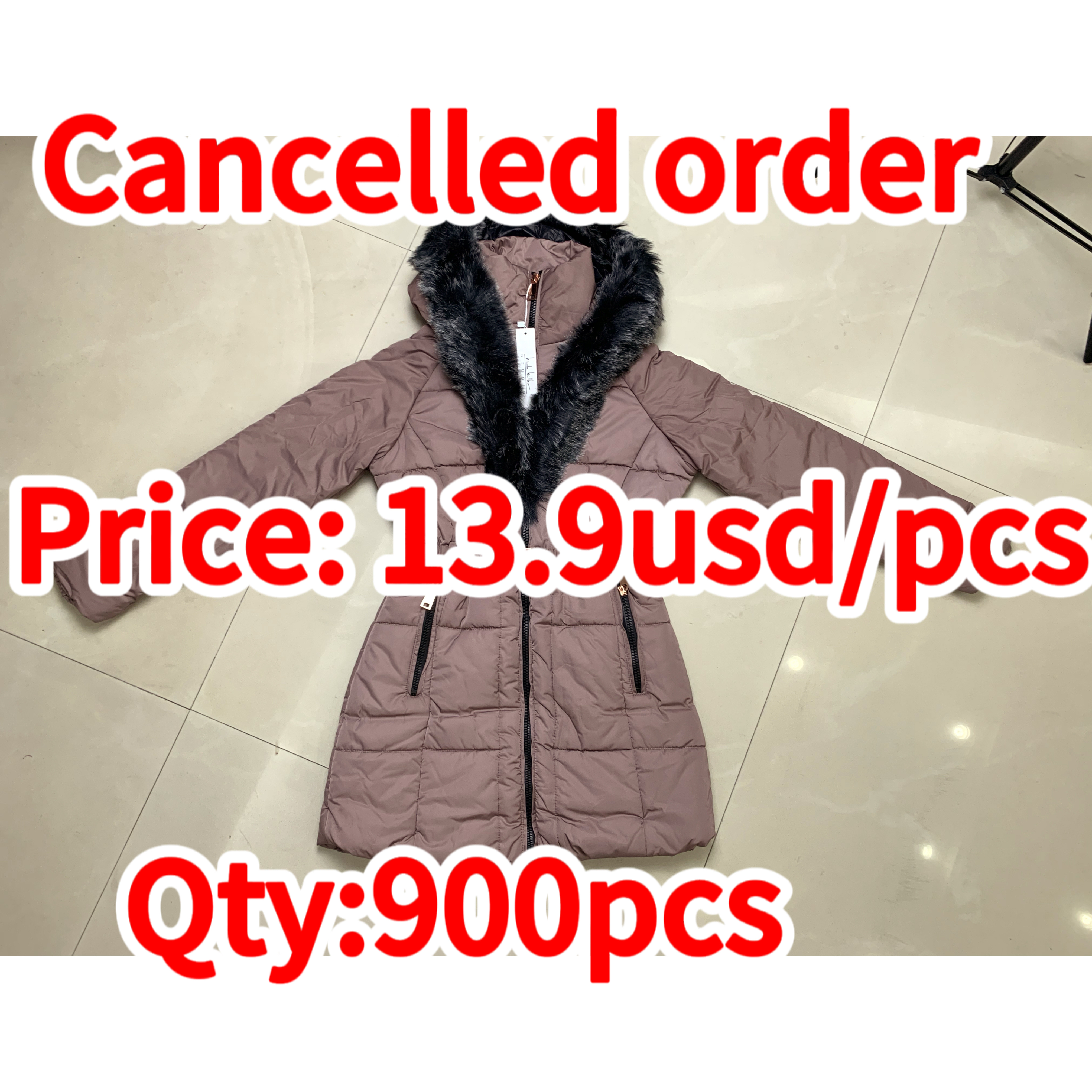Cancelled order-Fur hood women padding jacket with belt cancelled order