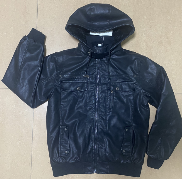 Stock&ready- Men's Faux Leather Jacket Stand Collar PU Zip-Up Motorcycle Biker Bomber Jacket