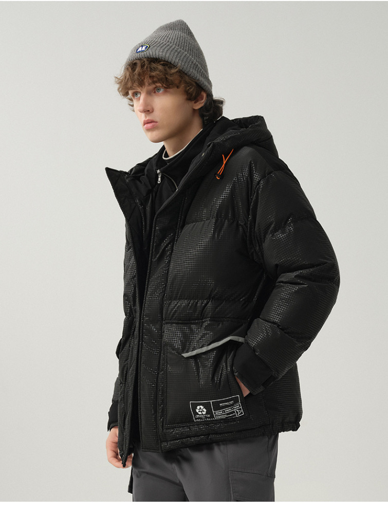 Men's Trendy Black Glossy Waterproof Windproof Comfortable Men's Down Jacket With 100% Duck Down