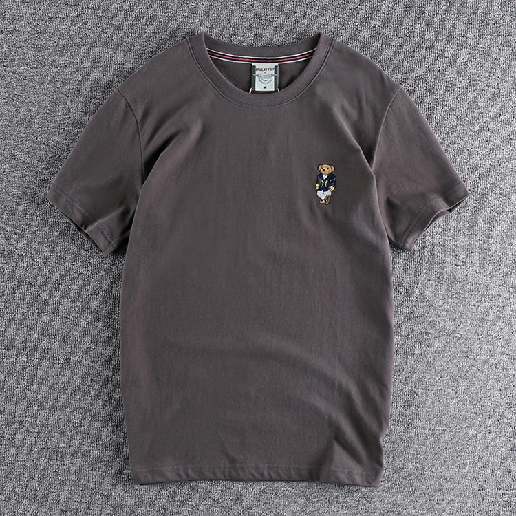 Unisex Summer new cotton wash wool short sleeve chest embroidery figure T-shirt simple fashion half sleeve shirt