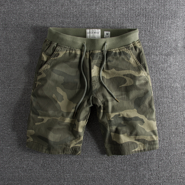 Grogeous Ben Men's Camouflage Shorts Elastic Waist drawstring casual Cargo Shorts For Men