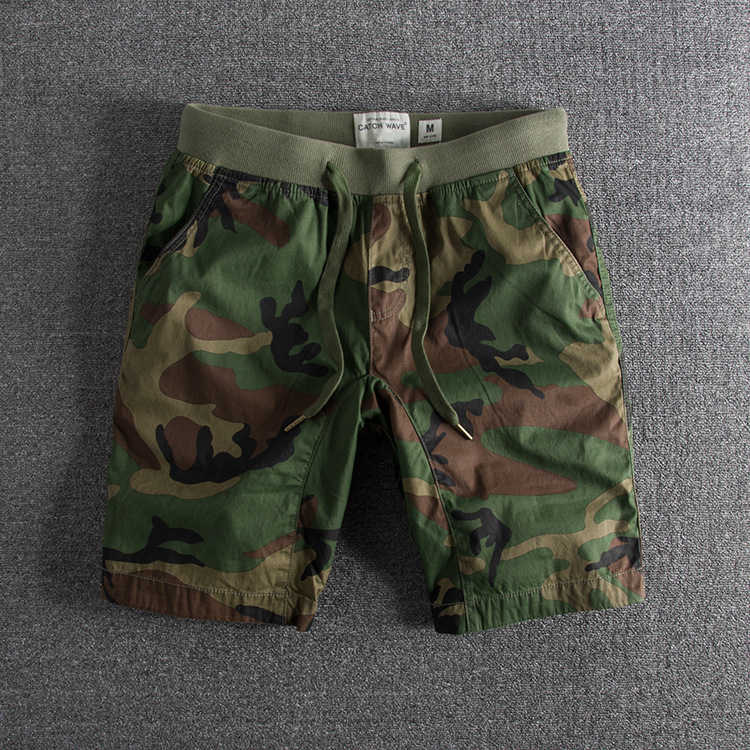 Grogeous Ben Men's Camouflage Shorts Elastic Waist drawstring casual Cargo Shorts For Men