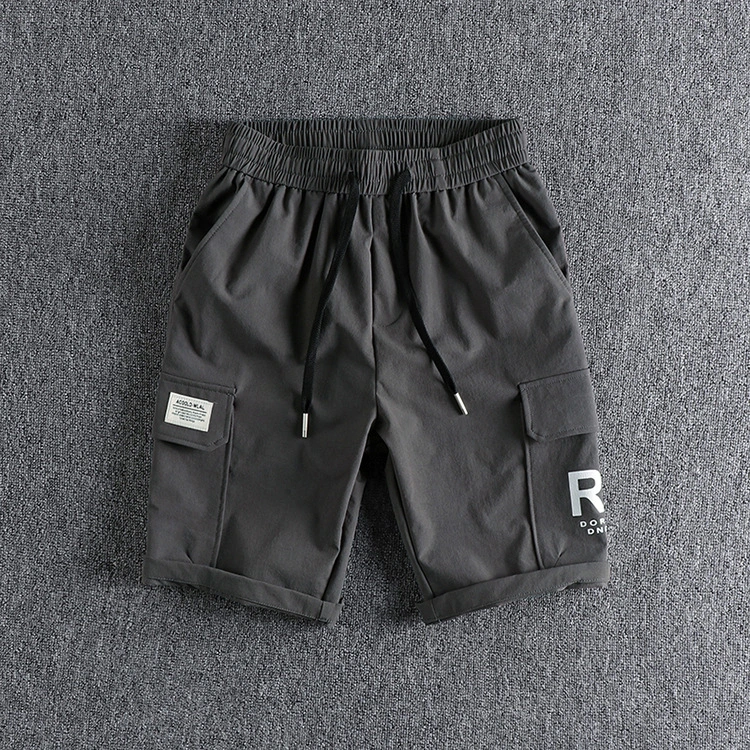 GrogeousBen Men's Cool and comfortable elastic fabric casual shorts men's summer overalls draw rope waist quarter pants