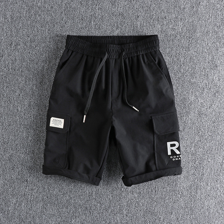 GrogeousBen Men's Cool and comfortable elastic fabric casual shorts men's summer overalls draw rope waist quarter pants