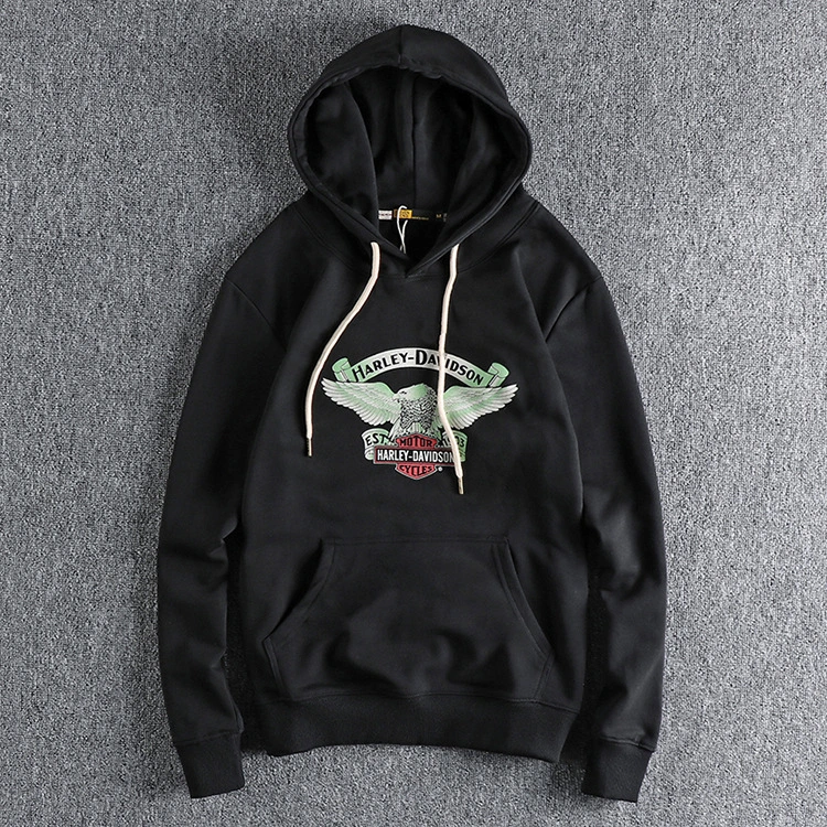 GrogeousBen Men's American vintage eagle print hoodie man Cotton circle youth hoodie
