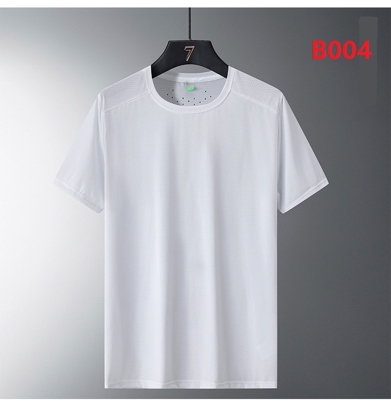 Stock&ready made- Men's   sports fitness short-sleeved T-shirt summer thin round neck dry breathable men's tops ice feeling dry
