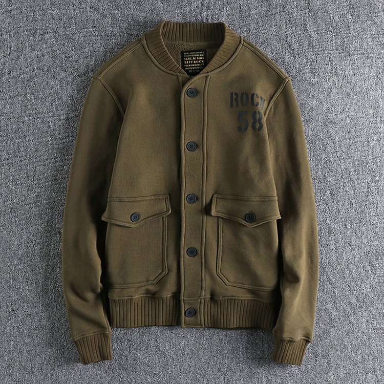 GrogeousBen Men's retro military tough guy baseball jacket