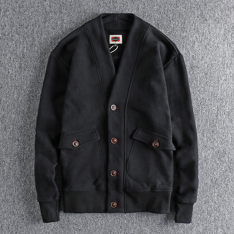 GrogeousBen Men's Bomber Jacket Retro American Fleece Baseball Jacket Autumn and Winter Casual Jacket