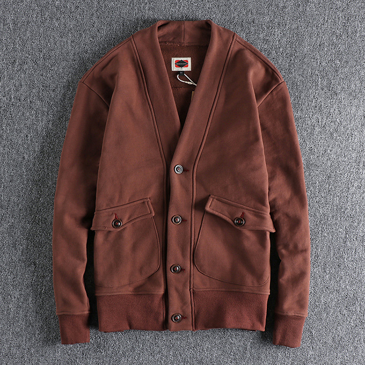 GrogeousBen Men's Bomber Jacket Retro American Fleece Baseball Jacket Autumn and Winter Casual Jacket