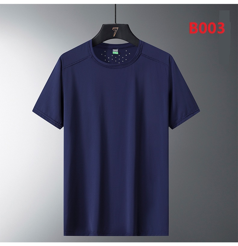 Stock&ready made- Men's   sports fitness short-sleeved T-shirt summer thin round neck dry breathable men's tops ice feeling dry