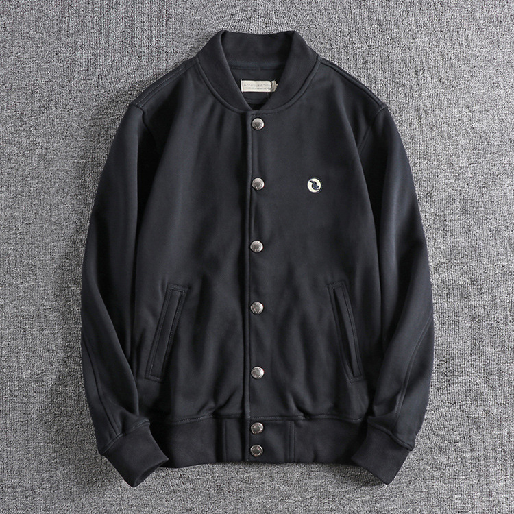 GrogeousBen Men's High Quality Embroidered  Buttons Up Men  Varsity Bomber Jacket