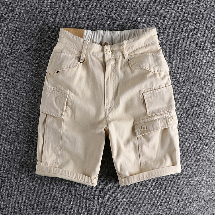 GrogeousBen Men's High Quality Heavy Weigh Men Cargo Shorts Men's Multi-pocket Shorts High Street Trend Work Shorts