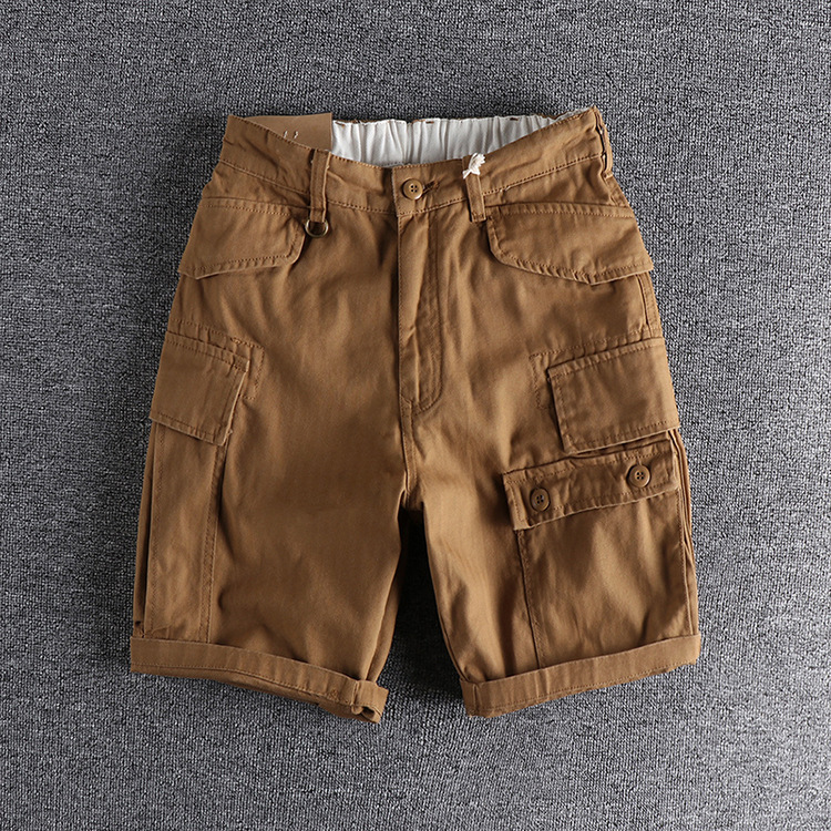 GrogeousBen Men's High Quality Heavy Weigh Men Cargo Shorts Men's Multi-pocket Shorts High Street Trend Work Shorts